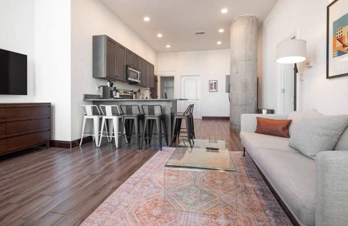 West Poplar Apartment | Sosuite | 3BR Apt w Balcony, W/D, Gym, On-Site Bar