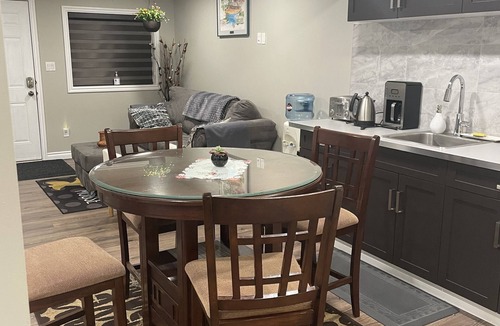 Stony Plain House | Tree facing back yard walkout unit at stony plain